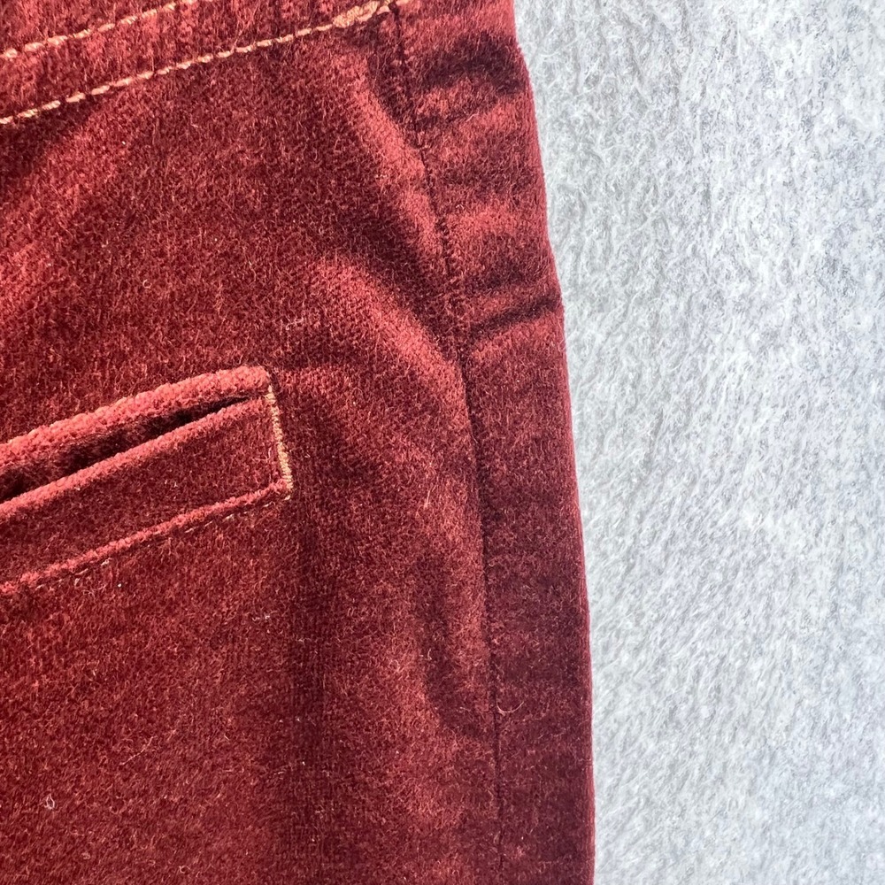 Pilcro Velvet Flare Pants Women 27 Burgundy Red High Rise Wide Leg Boho EUC - Picture 3 of 9